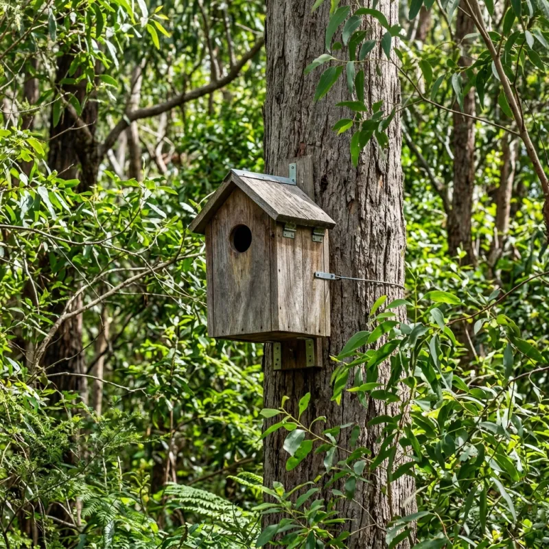 Animal nesting box installed as a humane alternative to a The Patch roof cavity