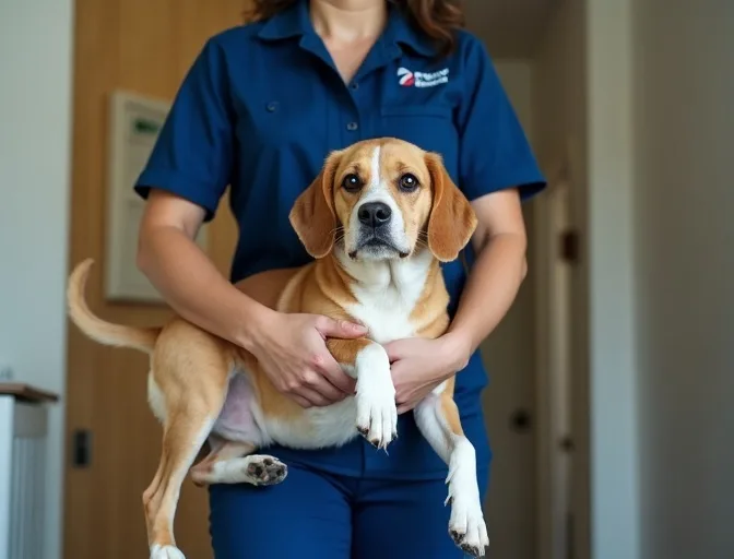 Technician respectfully transporting a deceased dog in The Patch